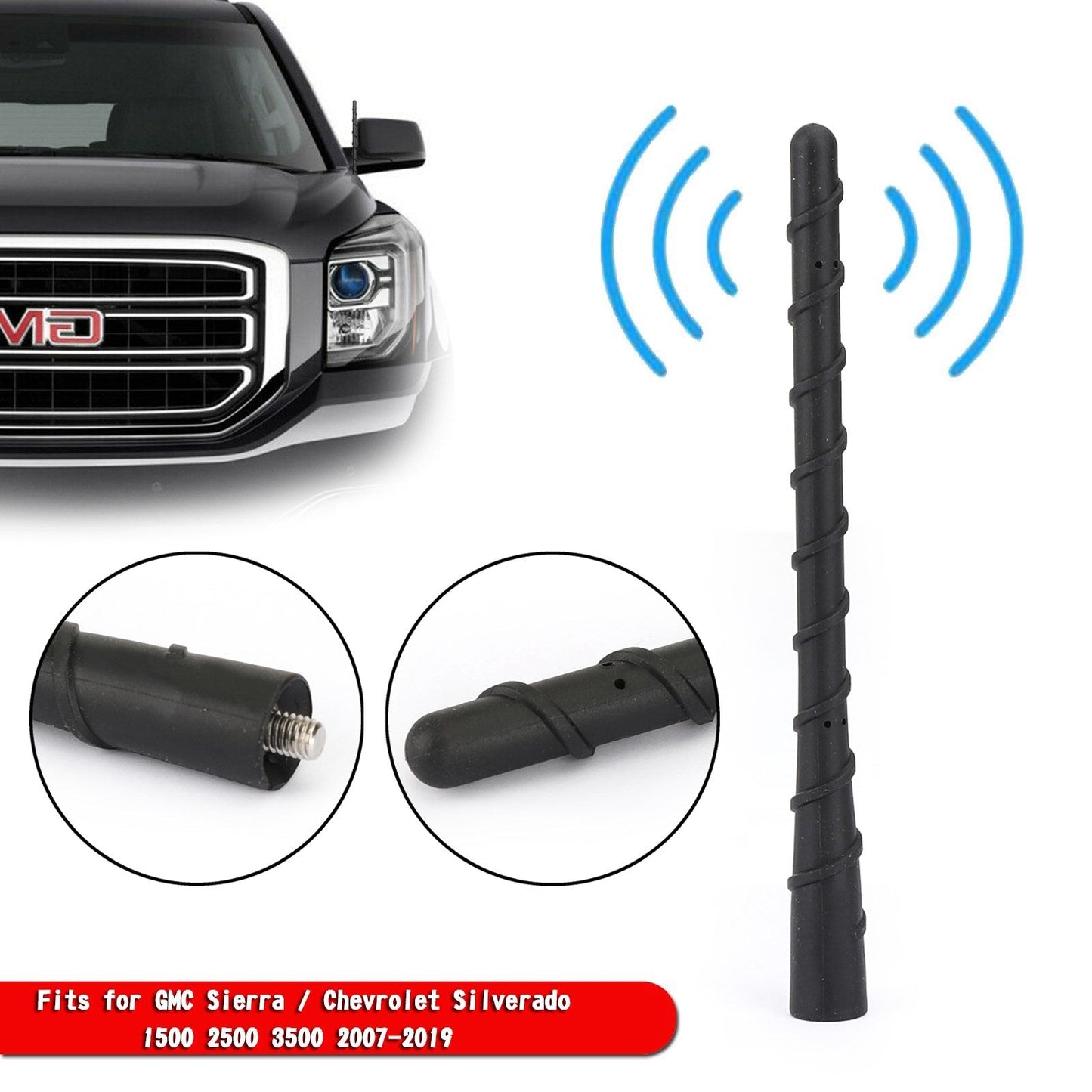 7 "Antenna per auto per GMC Sierra / Chevr Silverado 1500 2500 3500 2007-2019 Generico