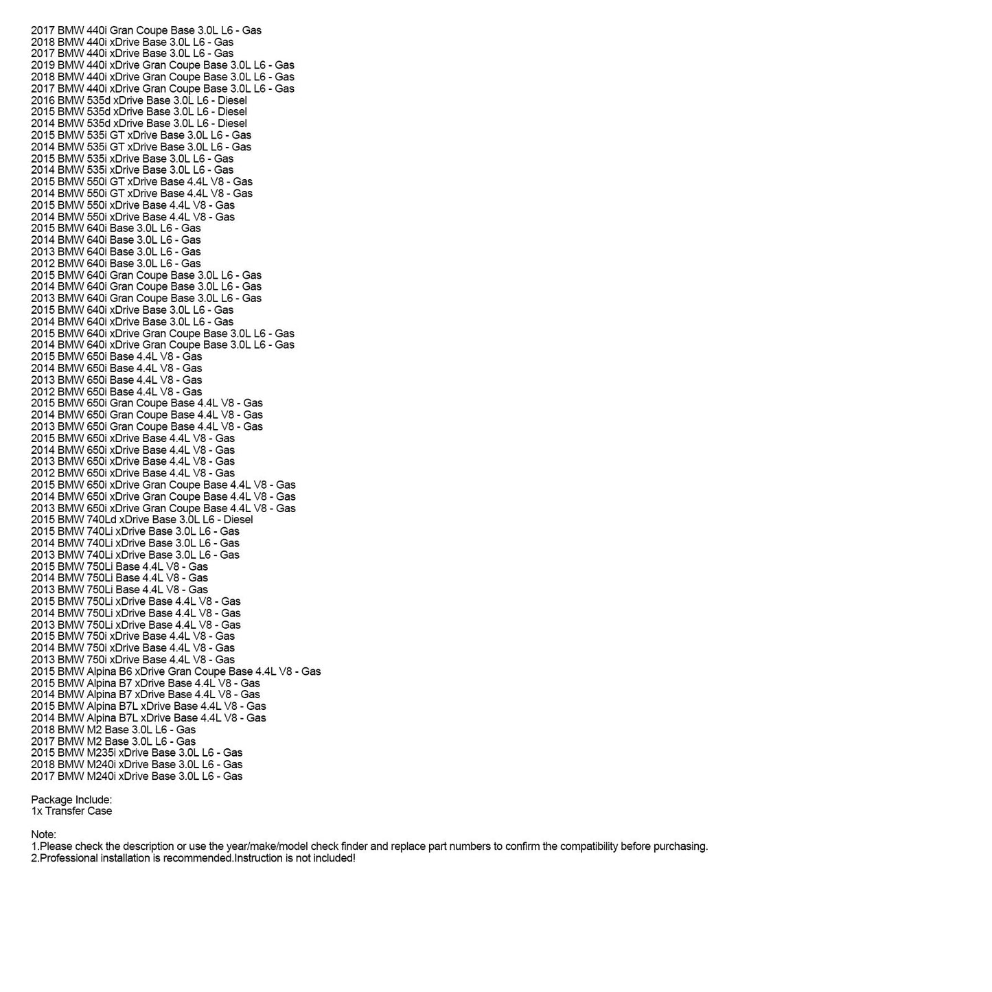 ATC35L 27108643149 27107649718 27108612557 2710864 Caso di trasferimento di Montaggio per BMW 228i 230i 320i 328i 330i 340i 428i 430i