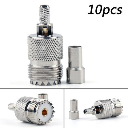 10Pcs Connettore UHF Femmina SO239 Jack Finestra A Crimpare RG58 RG142 LMR195 RG400 Cavo