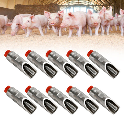 10 pezzi di abbeveratoi per abbeveratoi in acciaio inossidabile con filettatura NPT da 1/2 "maiale automatico Fedex Express