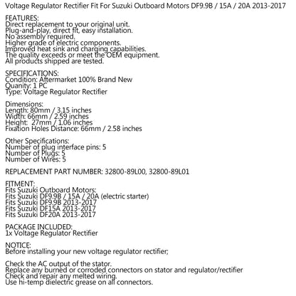 Regolatore raddrizzatore per motori fuoribordo Suzuki DF 9.9/15 32800-89L00 32800-89L01 generico