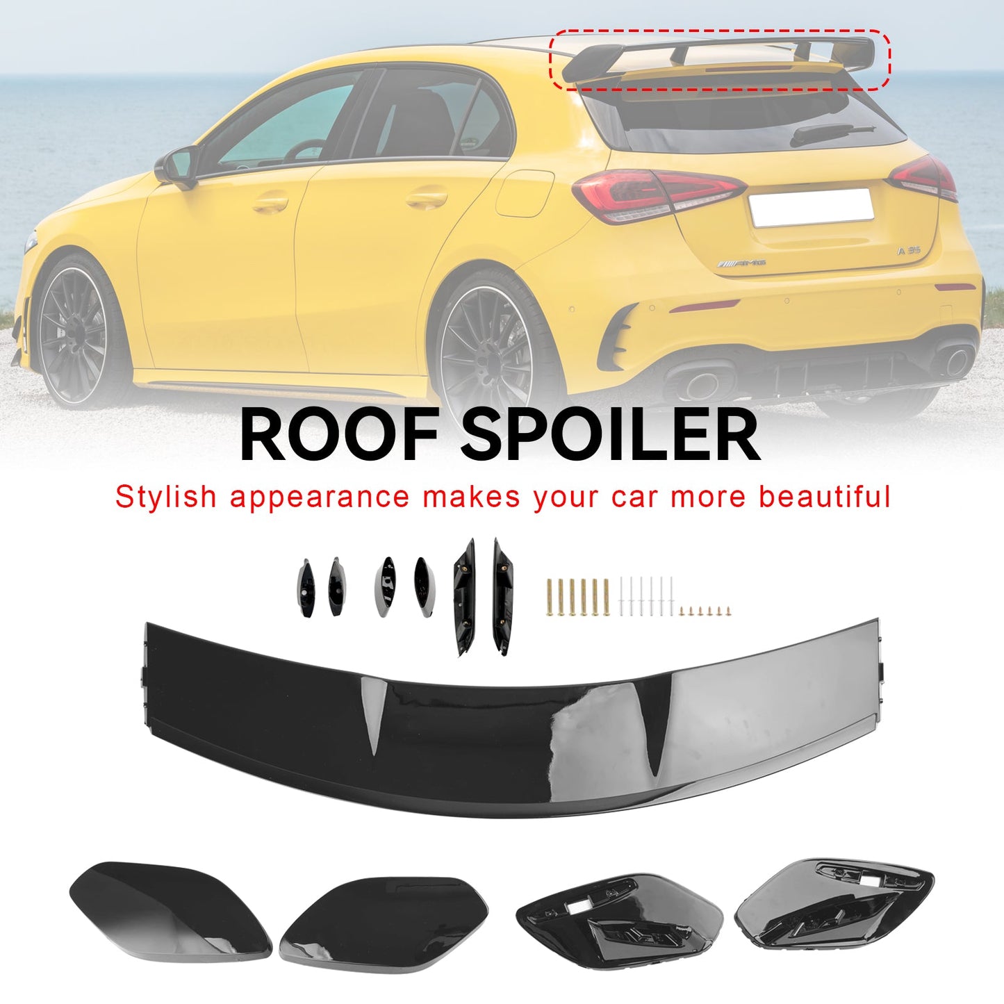 Spoiler per bagagliaio posteriore stile AMG nero lucido per tetto adatto per Mercedes Classe A W177 A45 A35