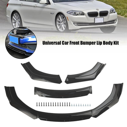 4 pezzi protezione diffusore splitter kit corpo labbro paraurti anteriore universale per auto nero
