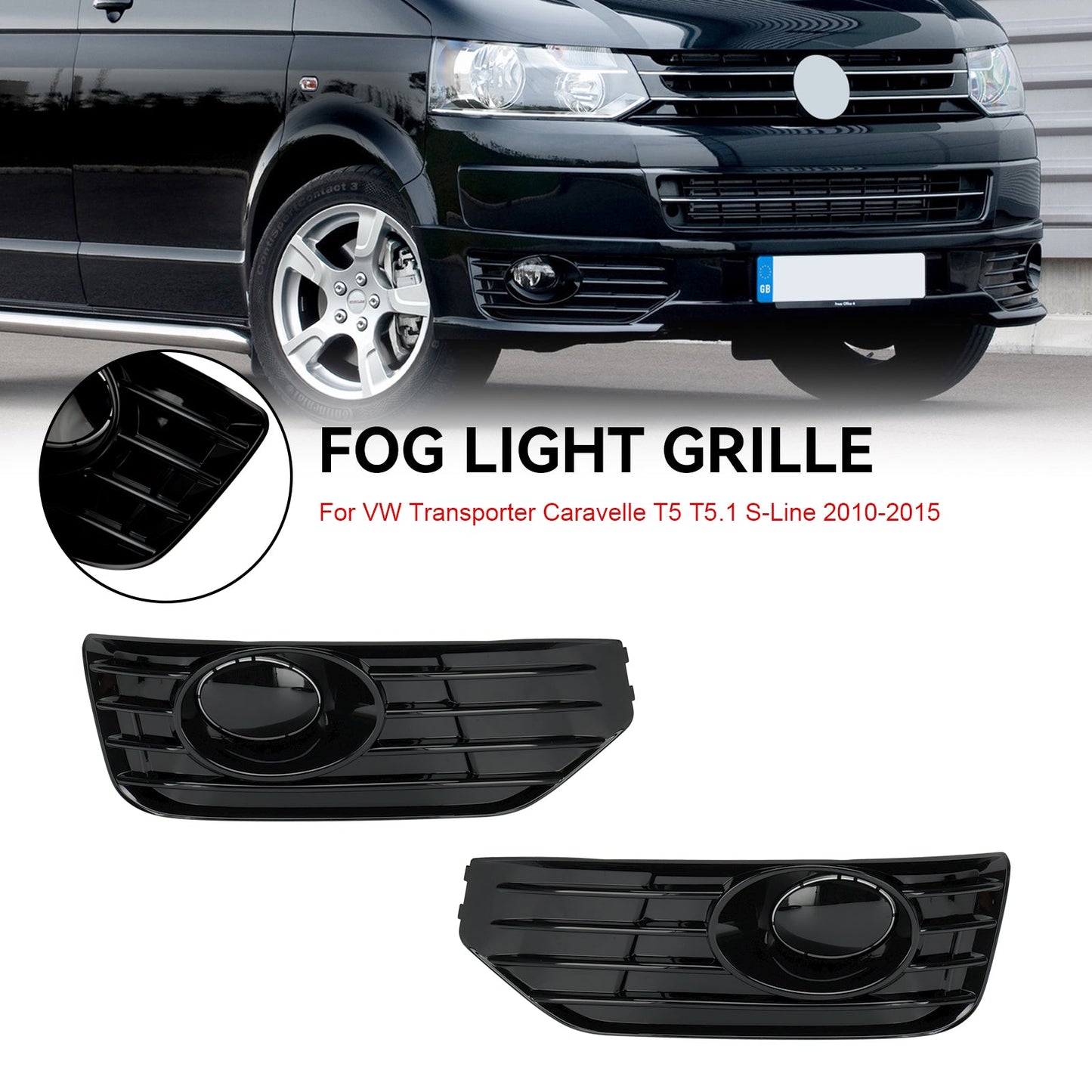 VW T5 T5.1 2010-2015 fendinebbia copertura fendinebbia inserto griglia S-line nero lucido