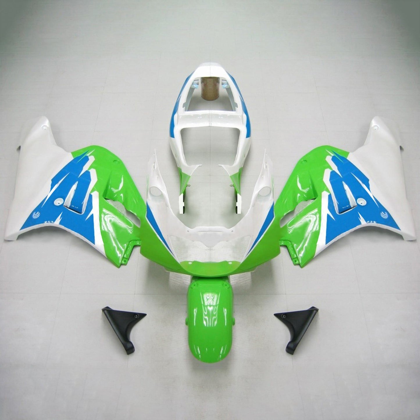 Amotopart Kawasaki ZXR400 1992-1996 Kit di spostamento bianco blu verde