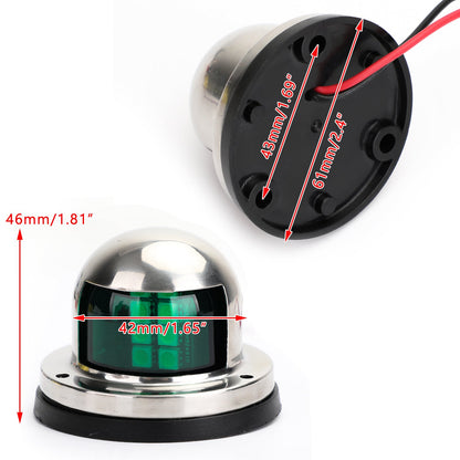 2x Red Green Marine Bow Boat 12V Yacht Pontoon Segnale luminoso Luci impermeabili