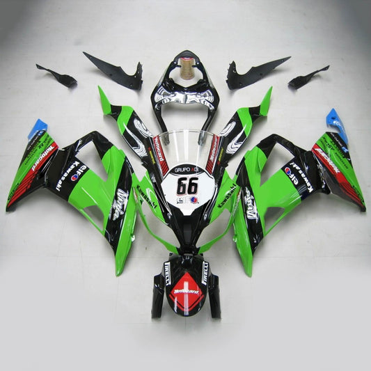 Amotopart Kawasaki 2013-2018 ZX6R 636 Green Black No. 66 Kit di spostamento