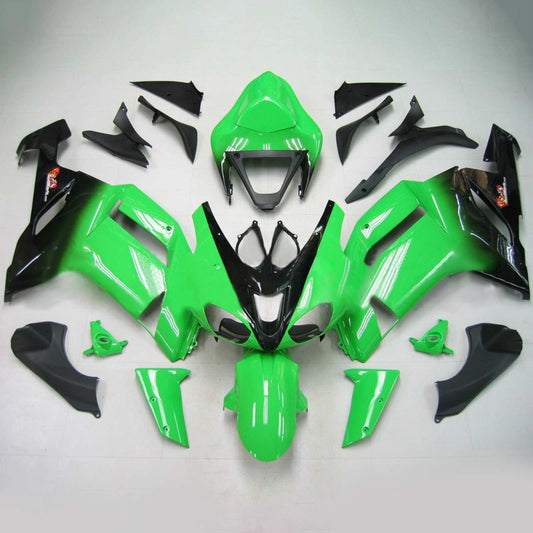 Amotopart Kawasaki 2007-2008 ZX6R 636 Kit di paura nero verde