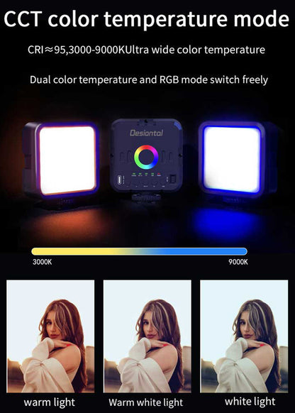 Pocket RGB Full Colour 3000-9000K LED Video Light Photography Fill Lamp VLog