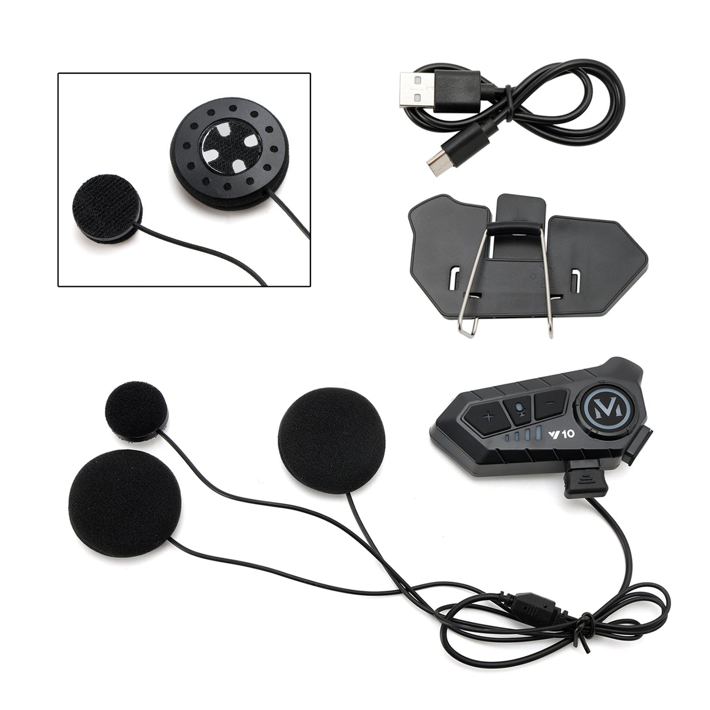 Auricolare Bluetooth per casco con altoparlante universale nero per moto