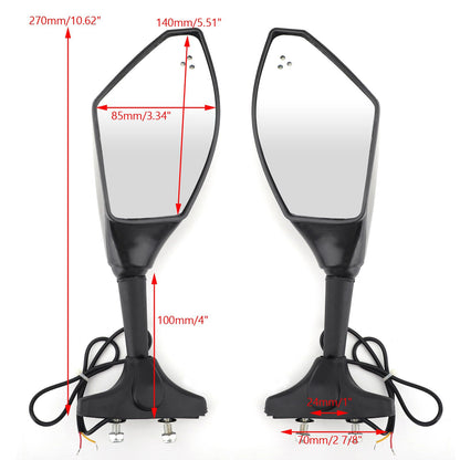 YAMAHA YZF R6 R6S FZ1 FZ6 FAZER FZ8S FJR1300 XJ6 FZR600 Coppia Specchi LED Generico