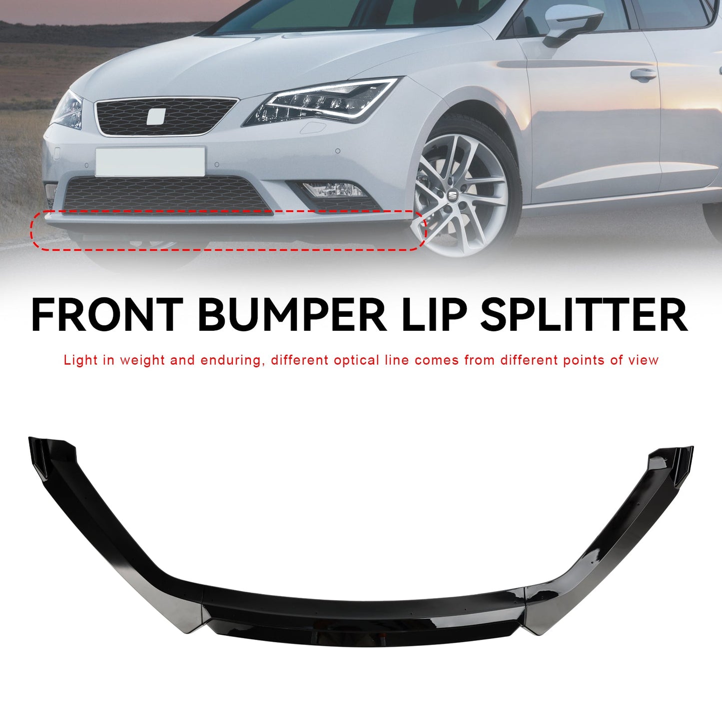 Spoiler anteriore nero lucido Performance per Seat Leon 5F 2012-2020