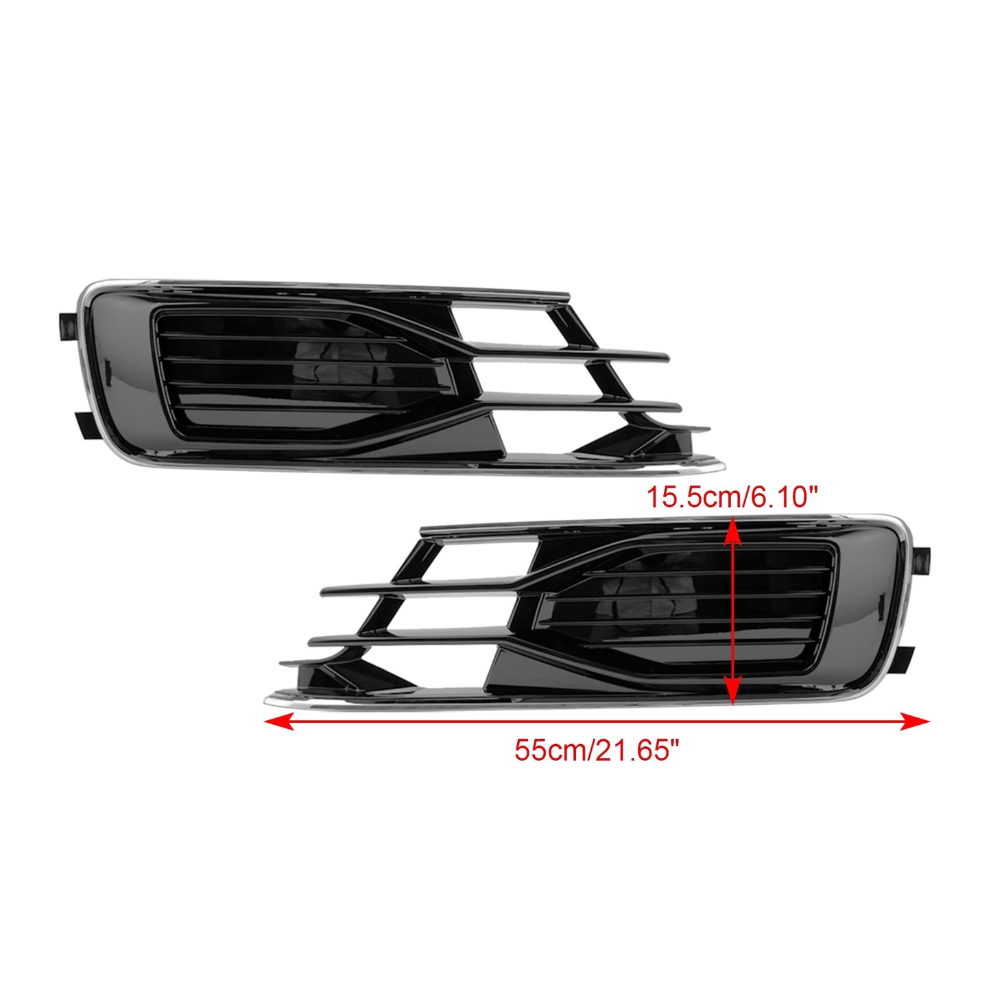 Audi A6 C7 2014-2018 2 pezzi griglia di copertura fendinebbia paraurti anteriore nera cromata