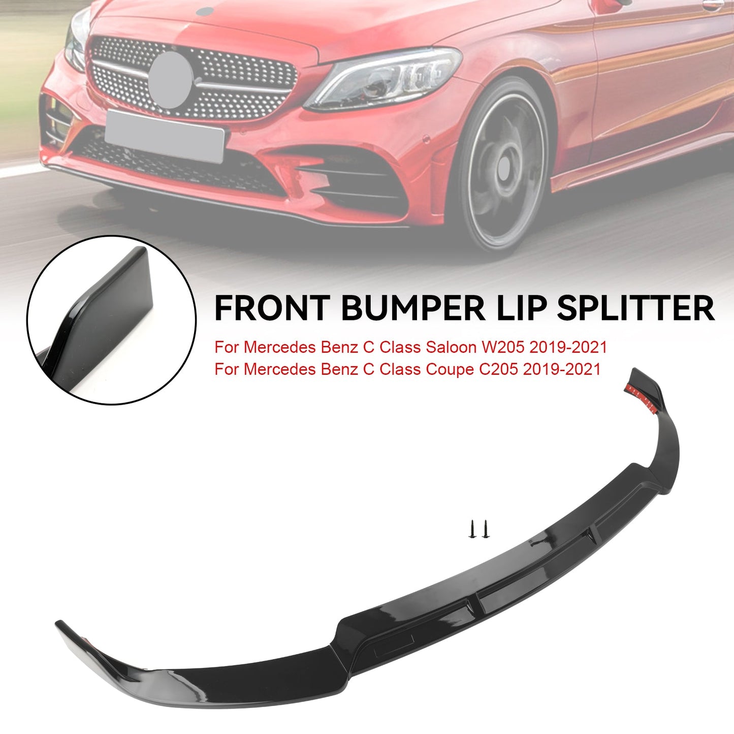 Labbro dello splitter anteriore adatto per Mercedes Benz Classe C W205 C205 2019-2021 Stile Brabus