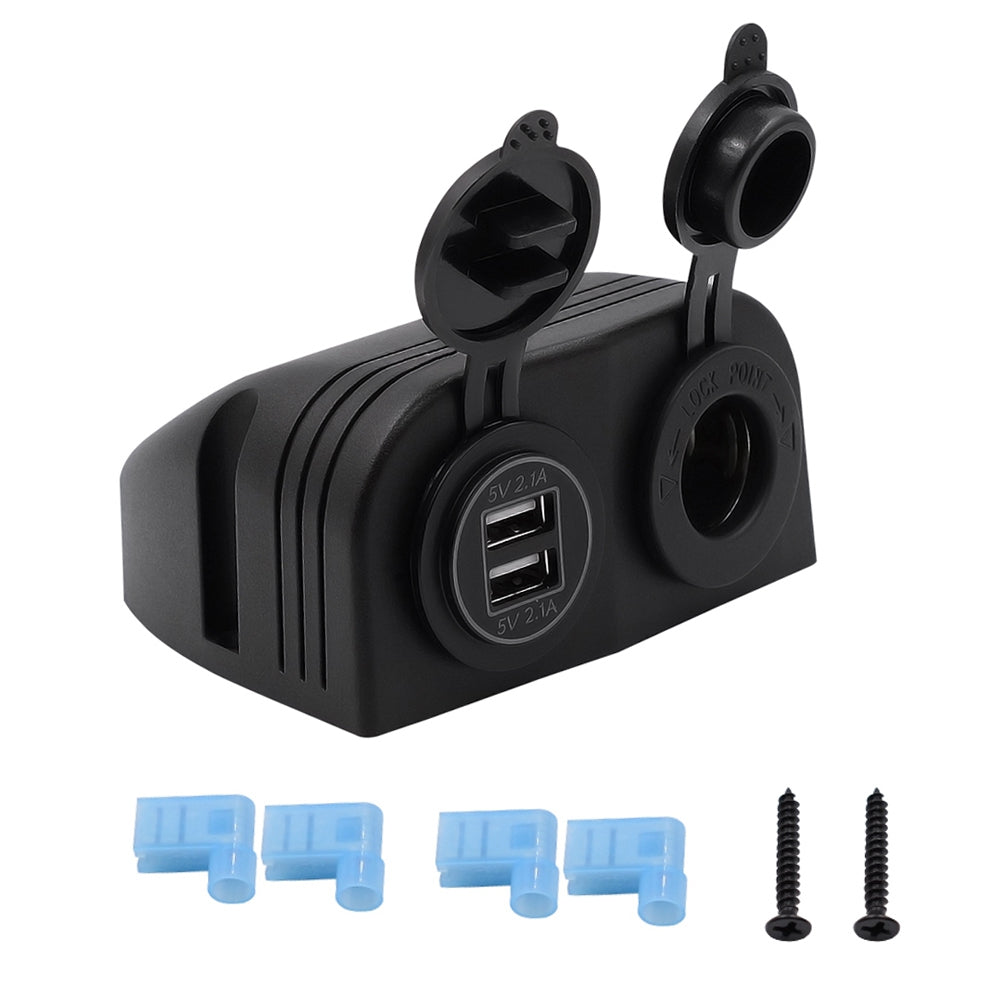 Caricabatterie 2 in 1 + accendisigari 12V/24V Pannello a 2 fori adatto per auto da barca