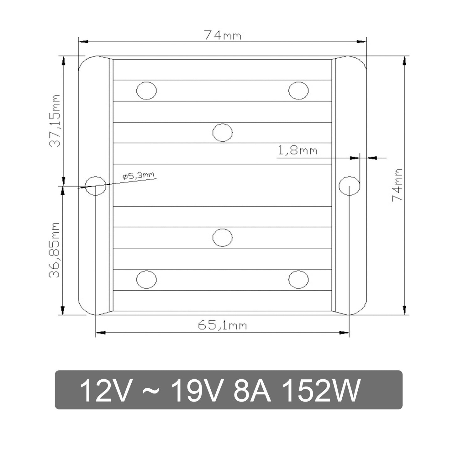 12V a 19V 8A 152W DC-DC Boost Step Up Modulo regolatore di tensione del convertitore di potenza