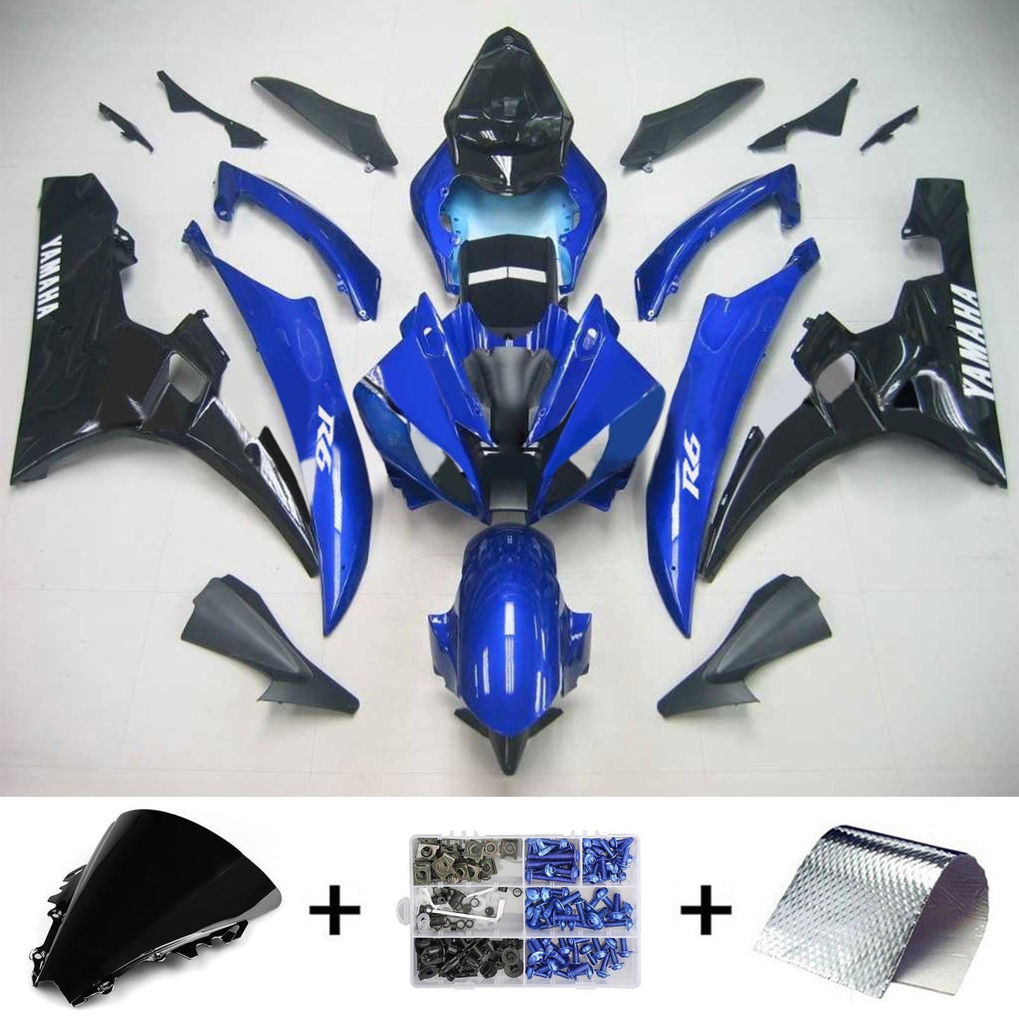 Amotopart Yamaha 2006-2007 YZF 600 R6 Kit di punta nera blu