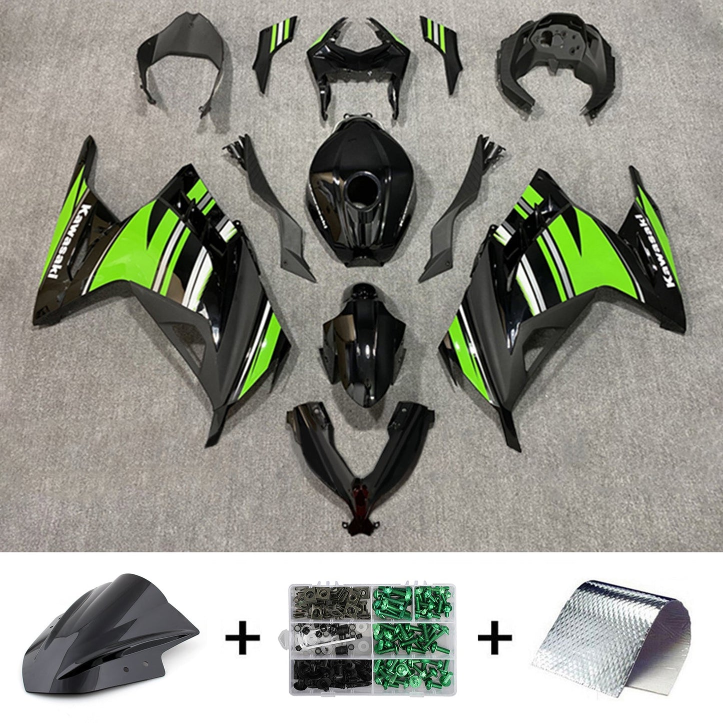 Amotopart Kawasaki EX300/Ninja300 2013-2017 Kit carena Carrozzeria Plastica ABS