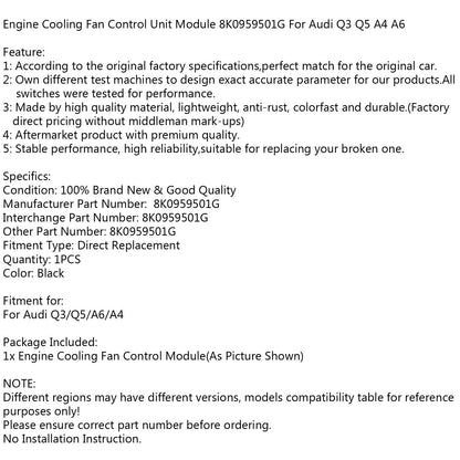 Il modulo dell'unità di controllo della ventola di raffreddamento del motore 8K0959501G si adatta a Audi Q3 Q5 A4 A6 generico