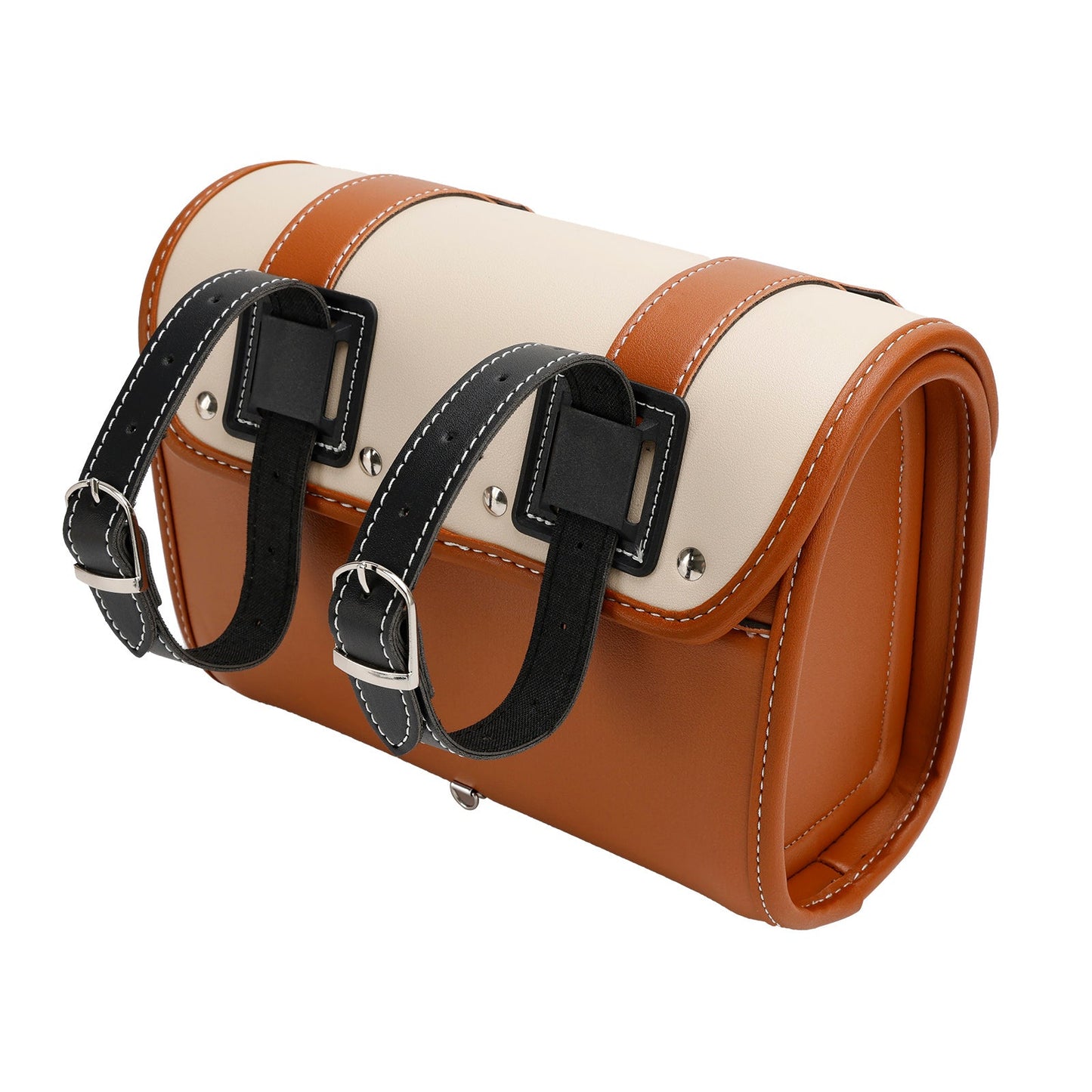 Borsa per attrezzi laterale per borsa laterale Borsa universale in tinta unita per moto Marrone-Bianco