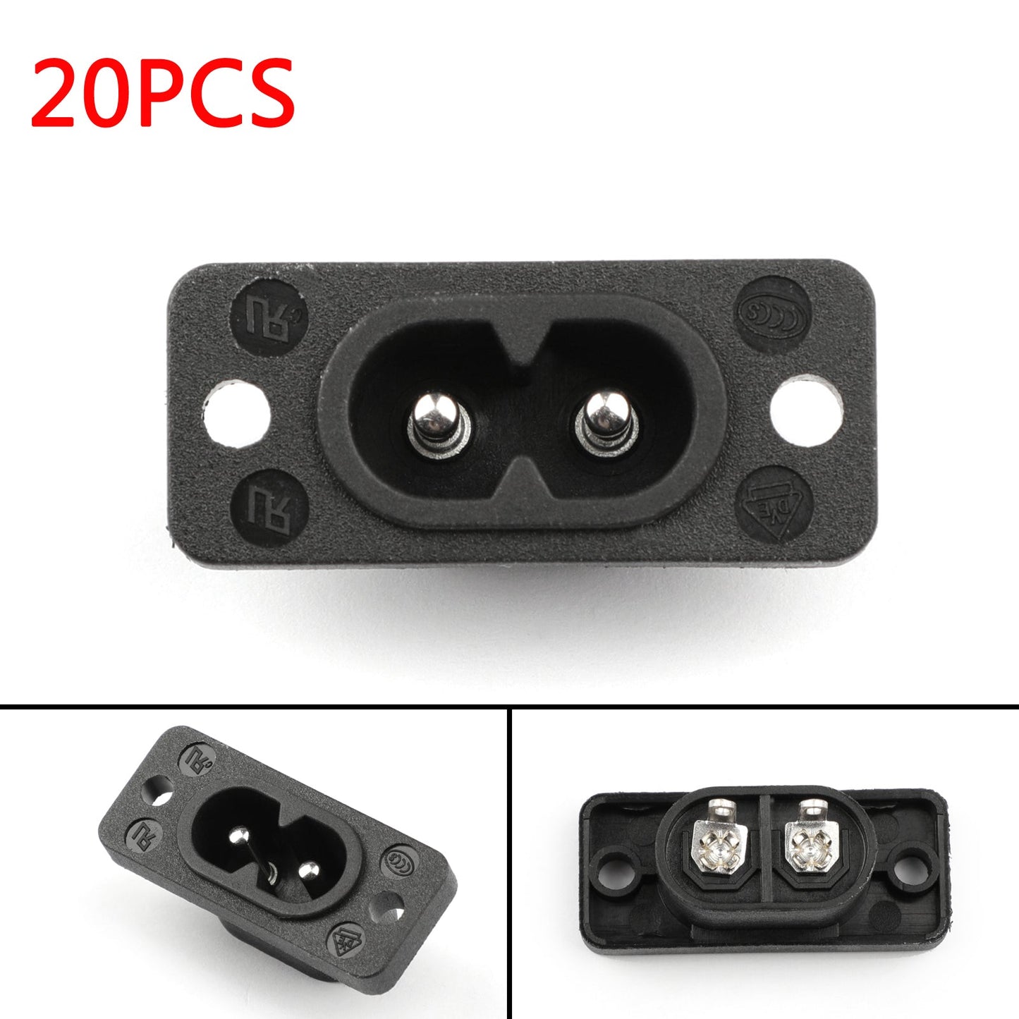 20PCS IEC320 C7 2 pin femmina presa di corrente con interruttore 2.5A 250V per barca AC-20A
