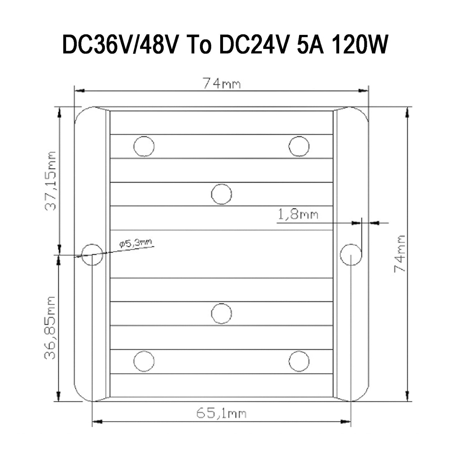 Regolatore di alimentazione del convertitore CC / CC impermeabile 5A 36V / 48V Riduci a 24V