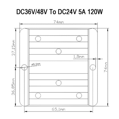 Regolatore di alimentazione del convertitore CC / CC impermeabile 5A 36V / 48V Riduci a 24V