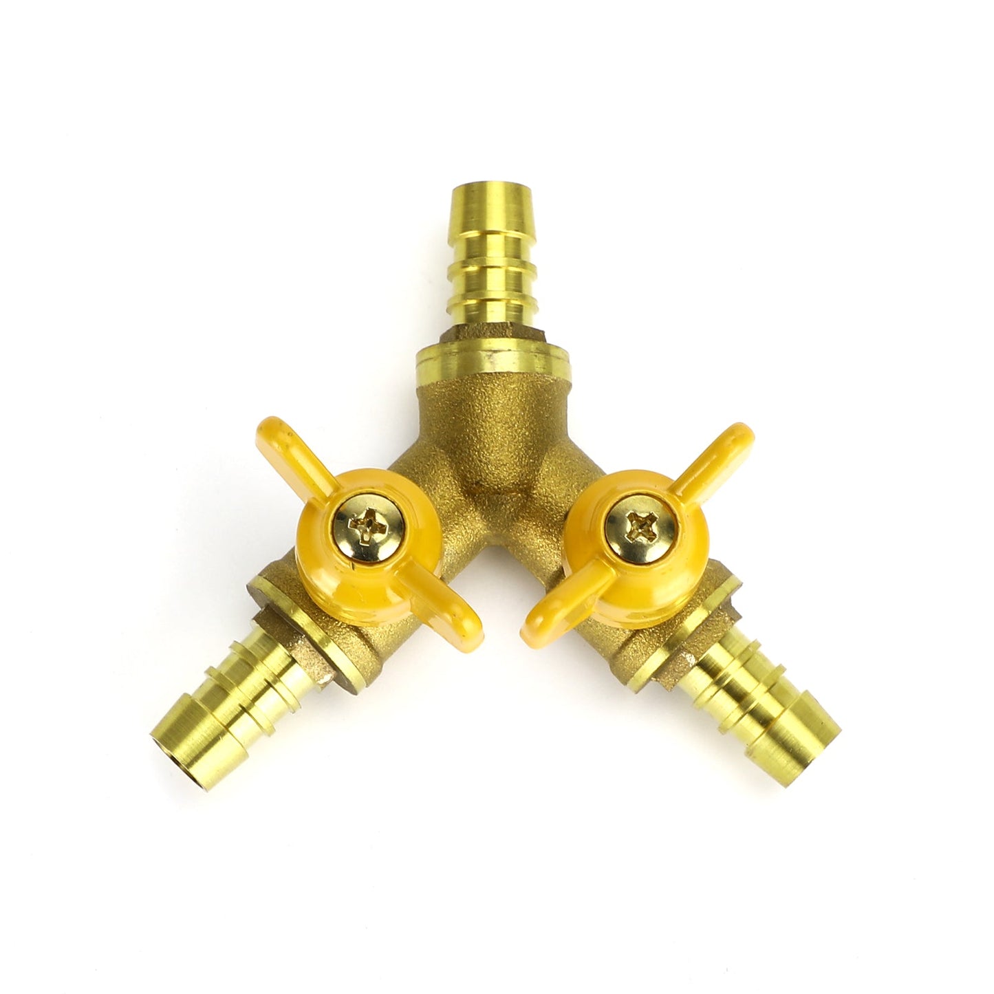 Raccordo per valvola a sfera di intercettazione in ottone a 3 vie a forma di Y da 3/8 "ID