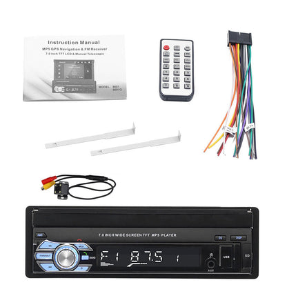 7" 1Din Telescopico Touch Screen Autoradio Stereo Lettore MP5 BT/USB/AUX con fotocamera