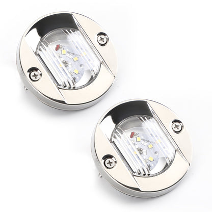 2PCS LED Marine Boat Yacht Specchio di poppa Cromo Ancora Luce di poppa Rotonda 2835-SMD 12V