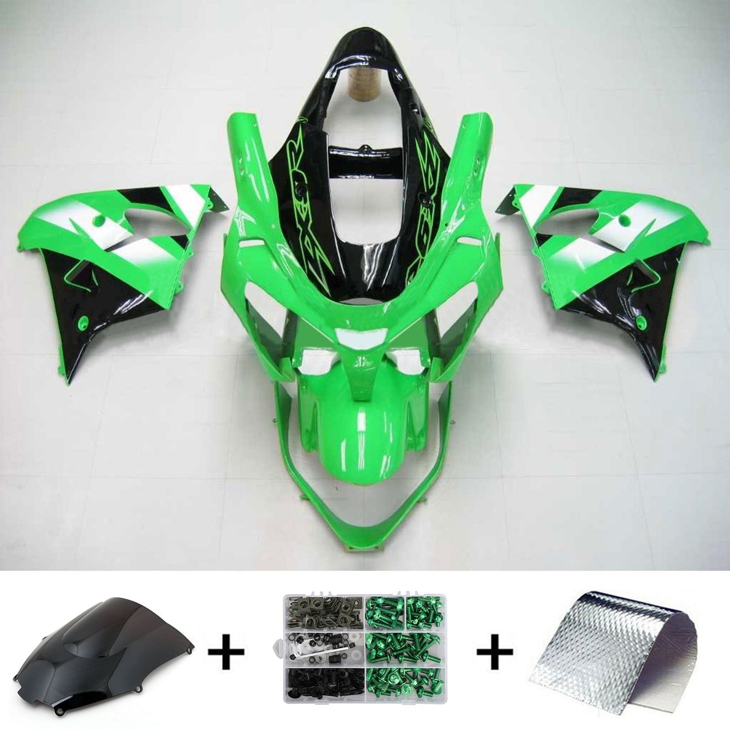 Amotopart Kawasaki 2002-2003 kit trigger nero verde ZX9R