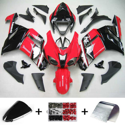 Amotopart Kawasaki 2007-2008 ZX6R 636 Red Black Fearing Kit