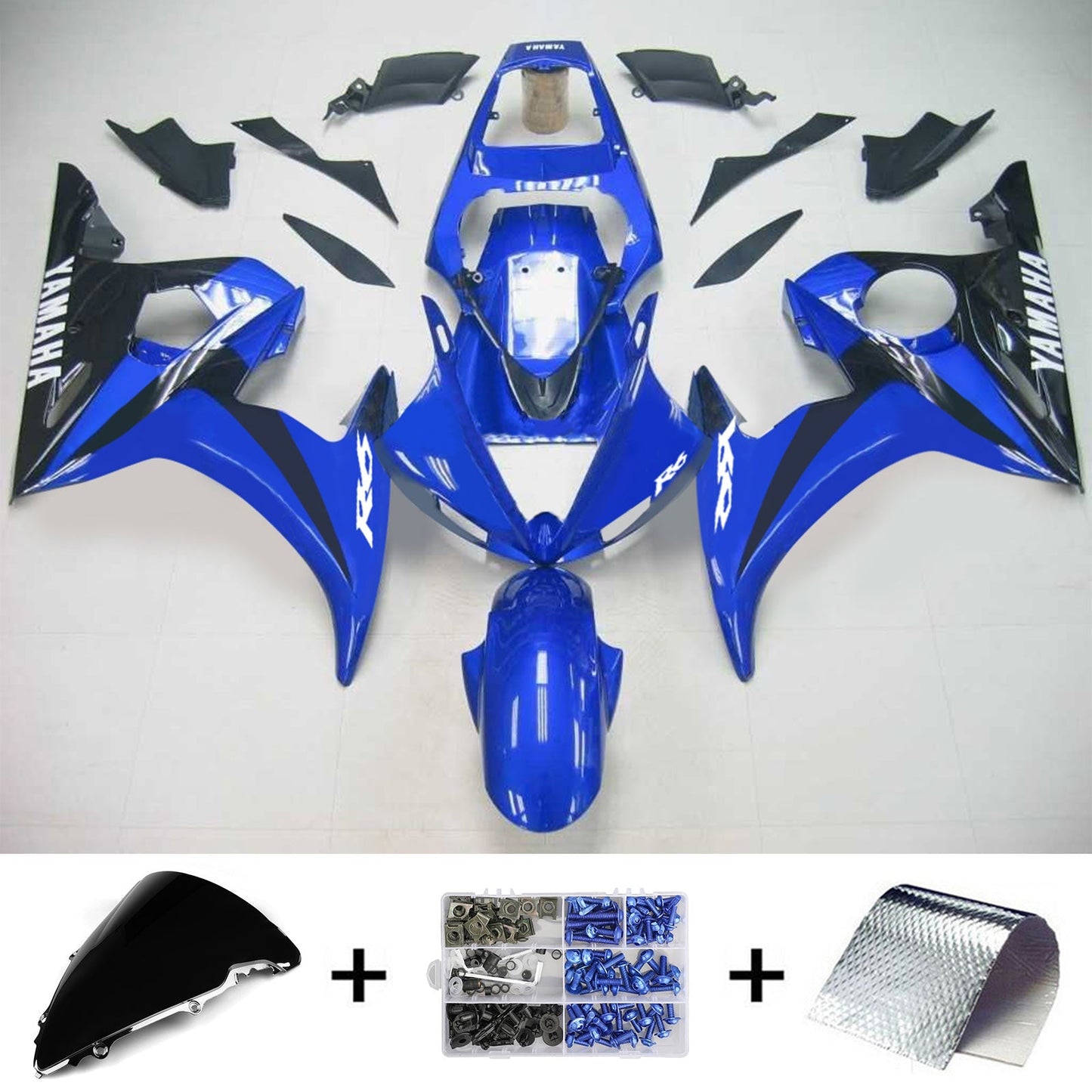 Amotopart Yamaha 2003-2004 YZF 600 R6 e 2006-2009 YZF R6S Kit carenatura blu