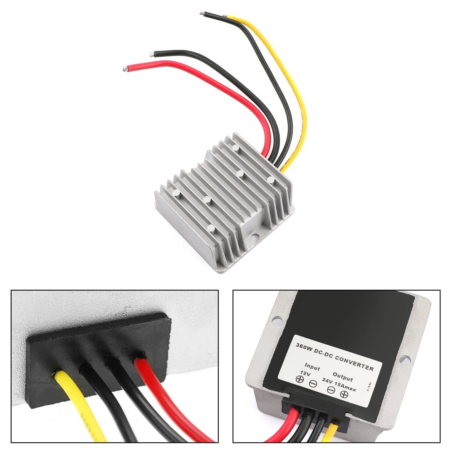 Regolatore convertitore DC/DC impermeabile da 12V fino a 24V 15A 360W