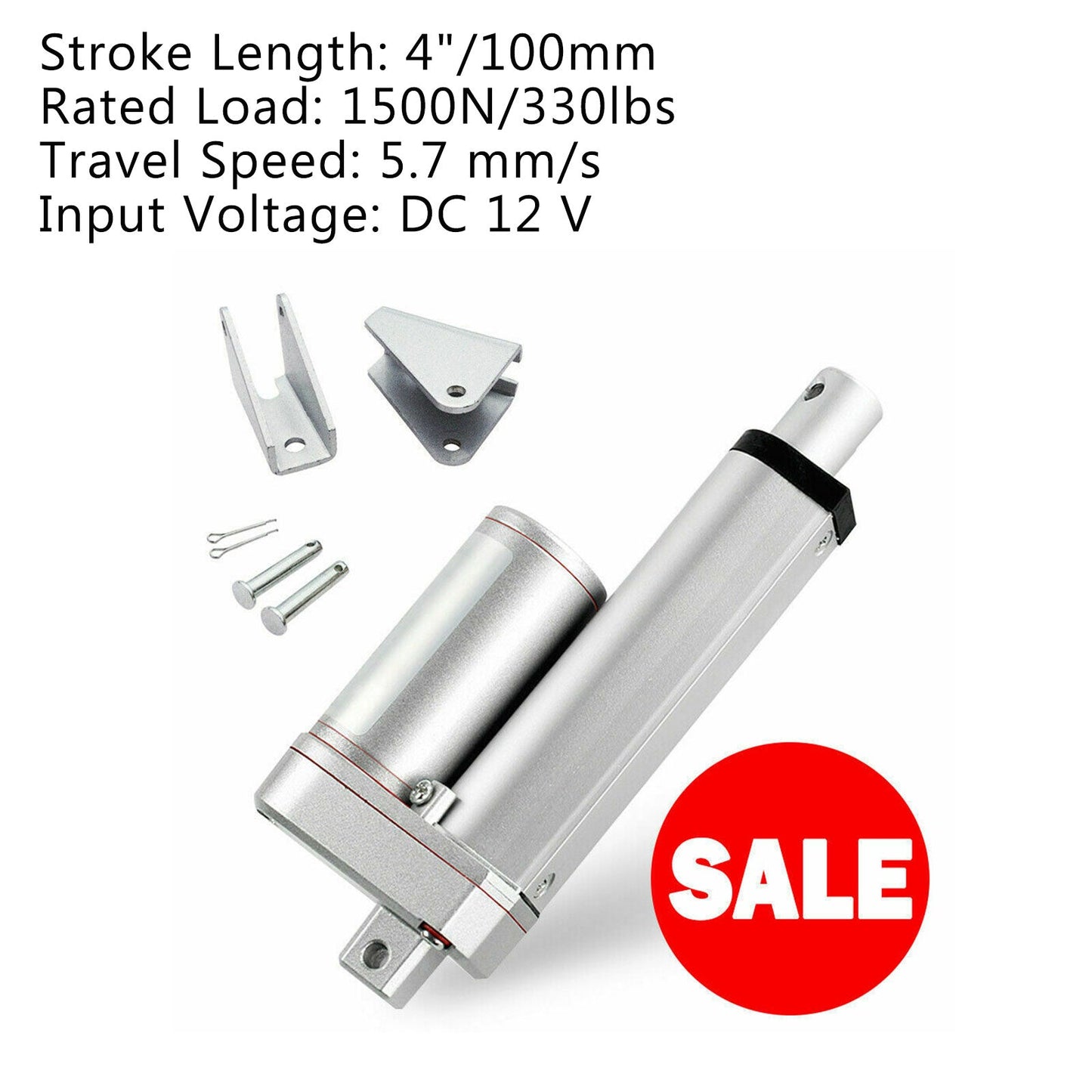 4"/100mm Attuatore lineare per impieghi gravosi Spazzaneve Corsa 12V Sollevamento massimo 1500N