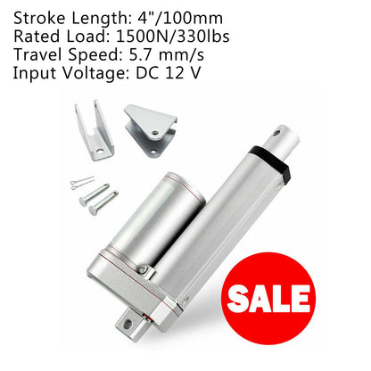 4"/100mm Attuatore lineare per impieghi gravosi Spazzaneve Corsa 12V Sollevamento massimo 1500N