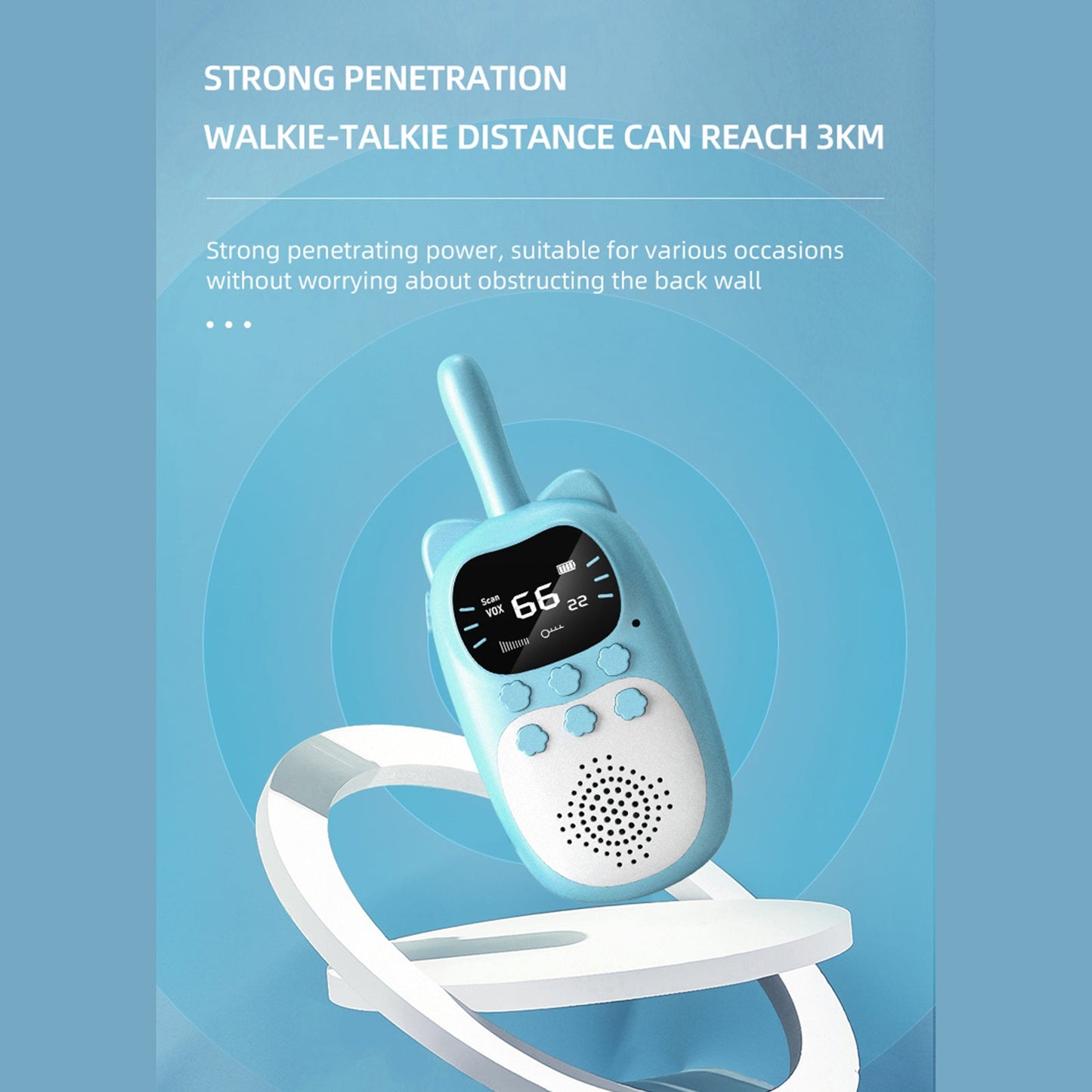 Confezione da 2 walkie talkie per bambini 22 canali radio a 2 vie portata 3 km palmare originale