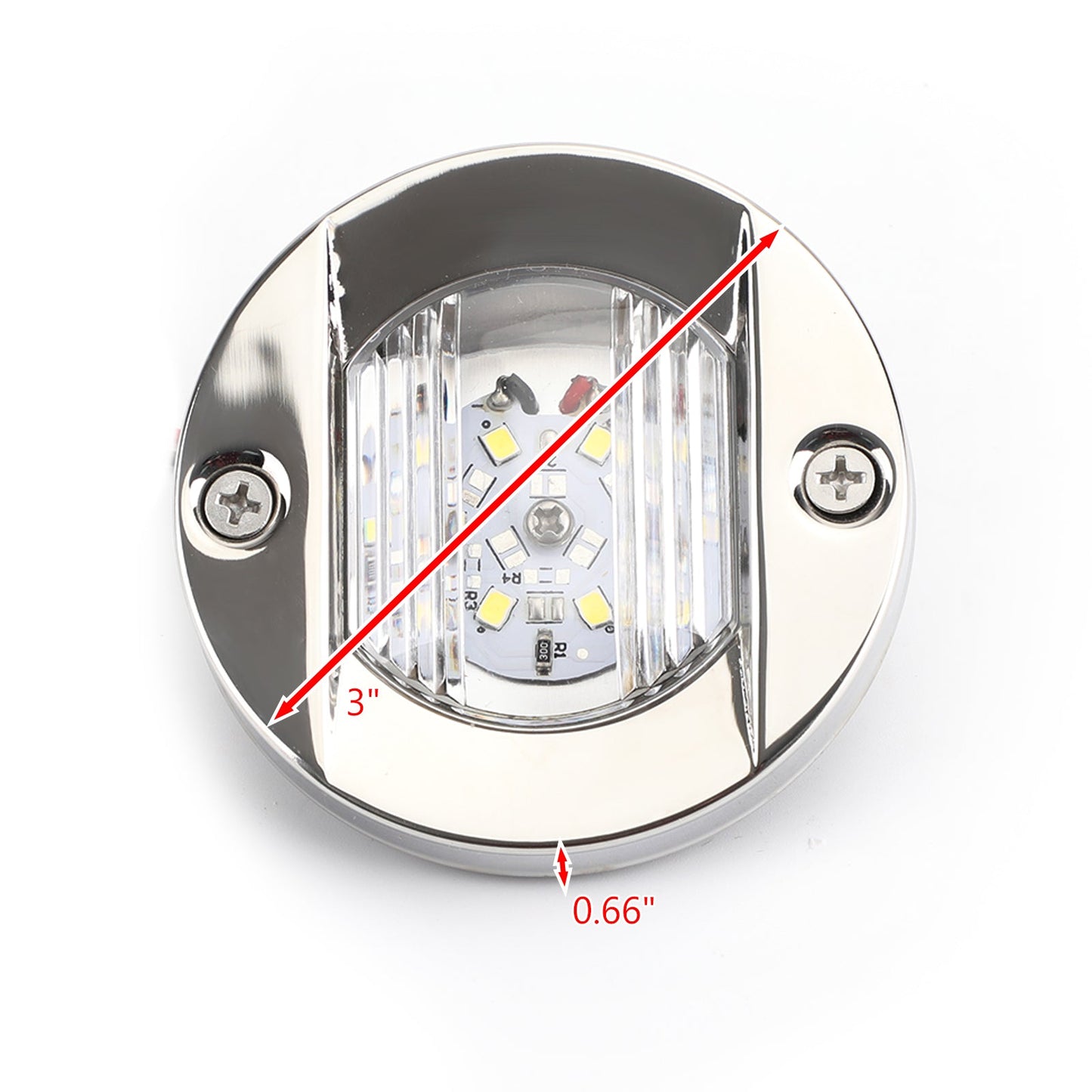 2PCS LED Marine Boat Yacht Specchio di poppa Cromo Ancora Luce di poppa Rotonda 2835-SMD 12V