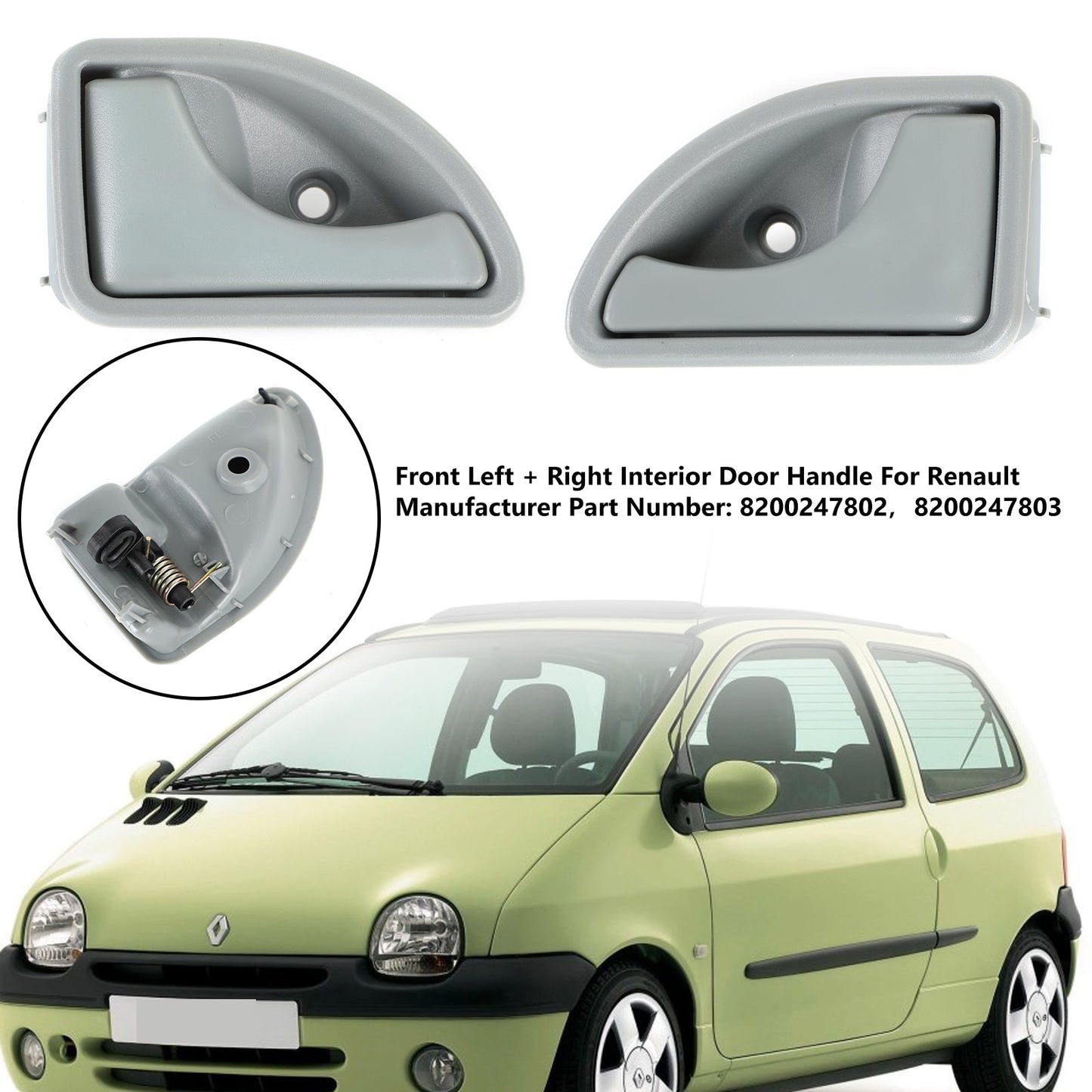 2x maniglia interna per porta grigia anteriore sinistra + destra per Renault Kangoo Twingo I generico