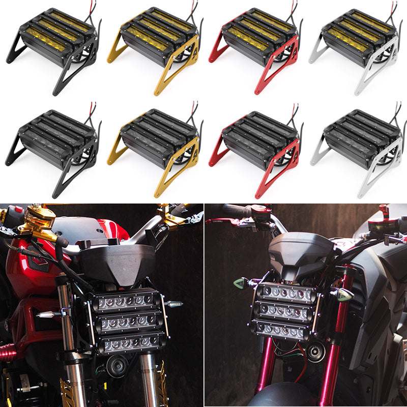 3Row LED Moto Faro Fendinebbia ALU adatto per Honda Grom 125 MSX SF 13-19 Generico