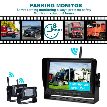 7" Display AHD 1080P Wireless 2CH Kit telecamera di retromarcia per retromarcia per camion rimorchio