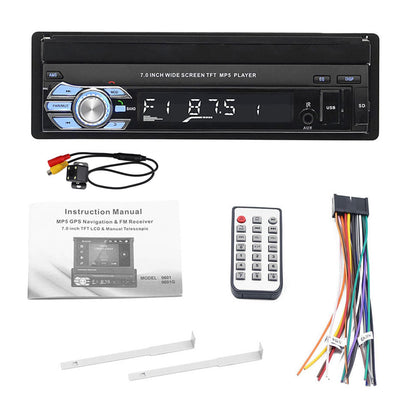 7" 1Din Telescopico Touch Screen Autoradio Stereo Lettore MP5 BT/USB/AUX con fotocamera