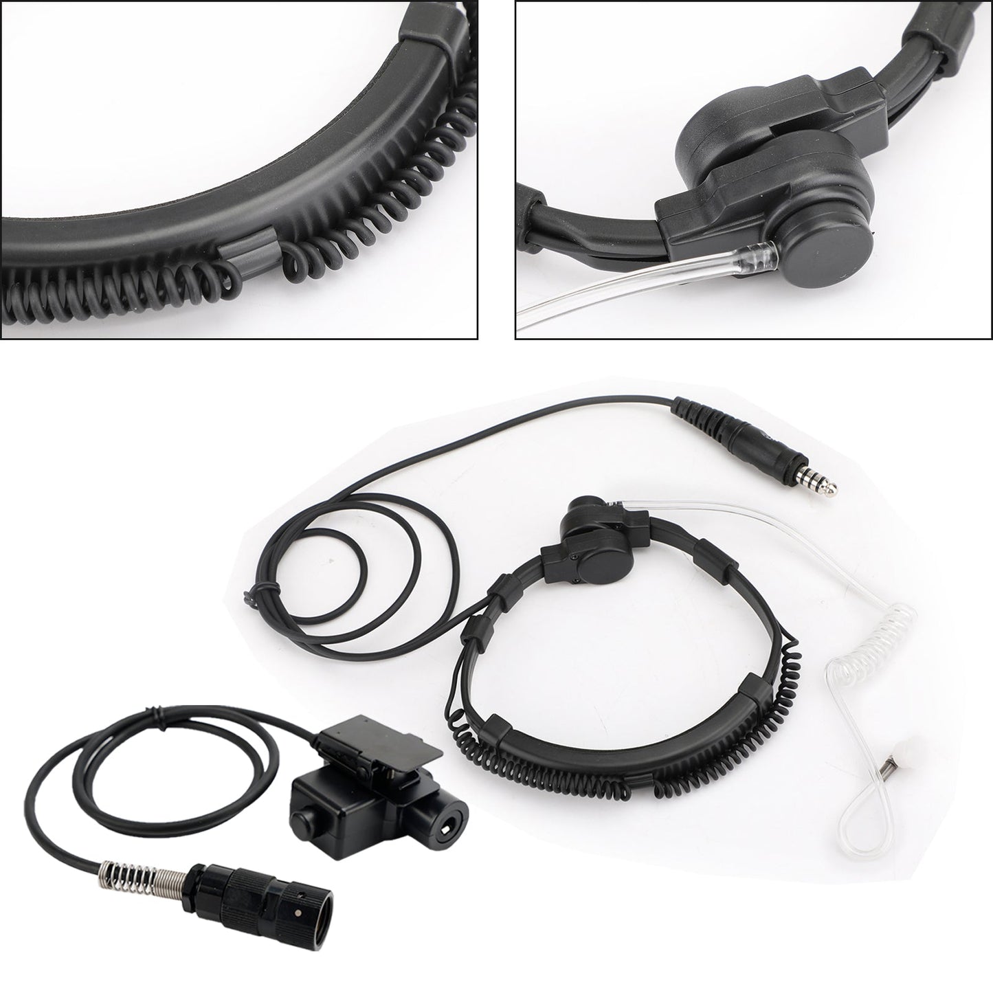 Cuffia con microfono tattico per gola con spina grande da 7,1 mm per radio PRC-152 PRC-148 U329