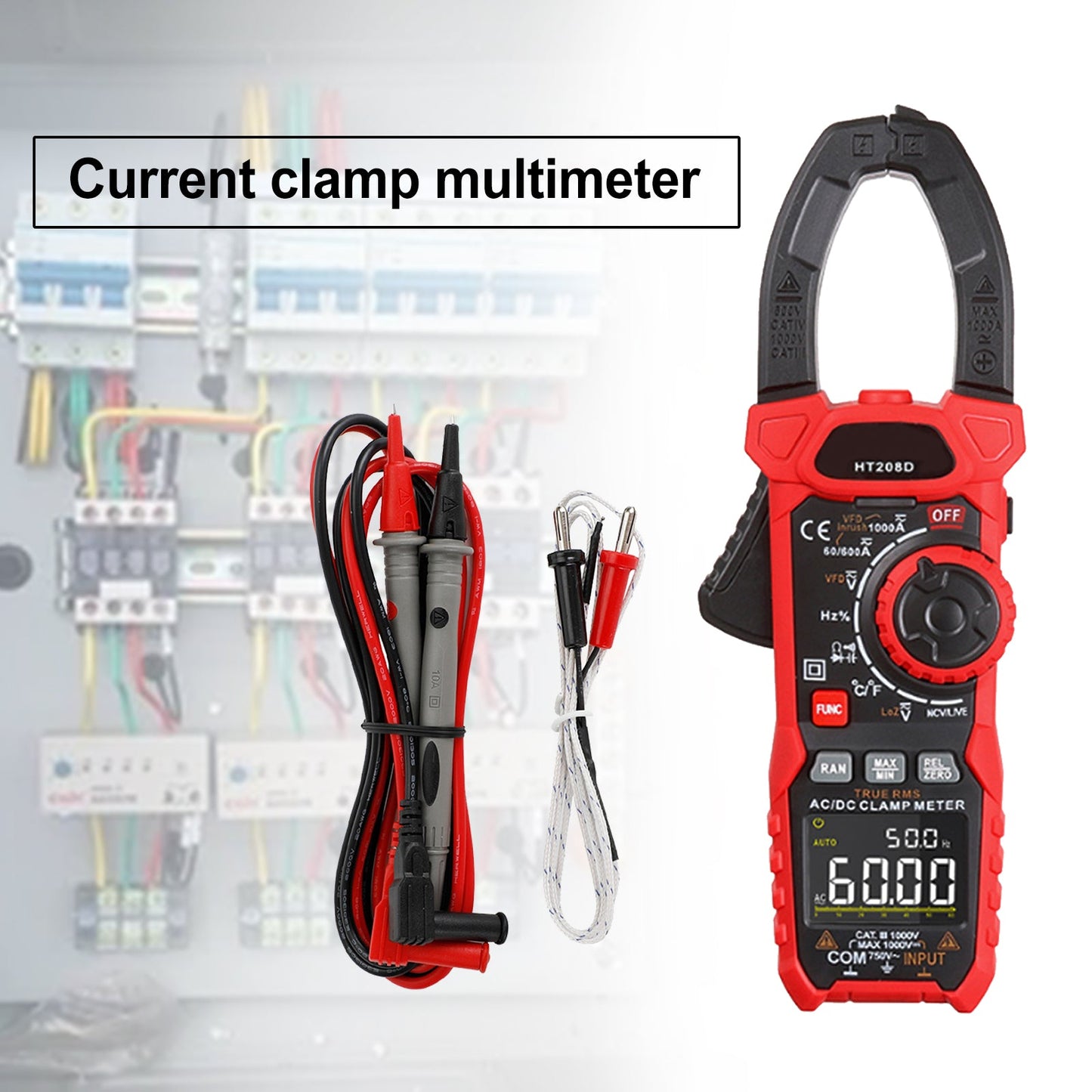 HT208D Pinza amperometrica AC DC 6000 conta il tester di resistenza alla tensione di corrente