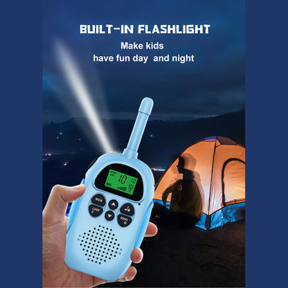 Confezione da 2 walkie talkie per bambini 22 canali radio a 2 vie portata 3 km palmare originale