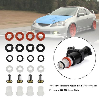 4 pezzi kit di riparazione iniettori carburante filtri O-ring per Acura RSX TSX Honda Civic generico