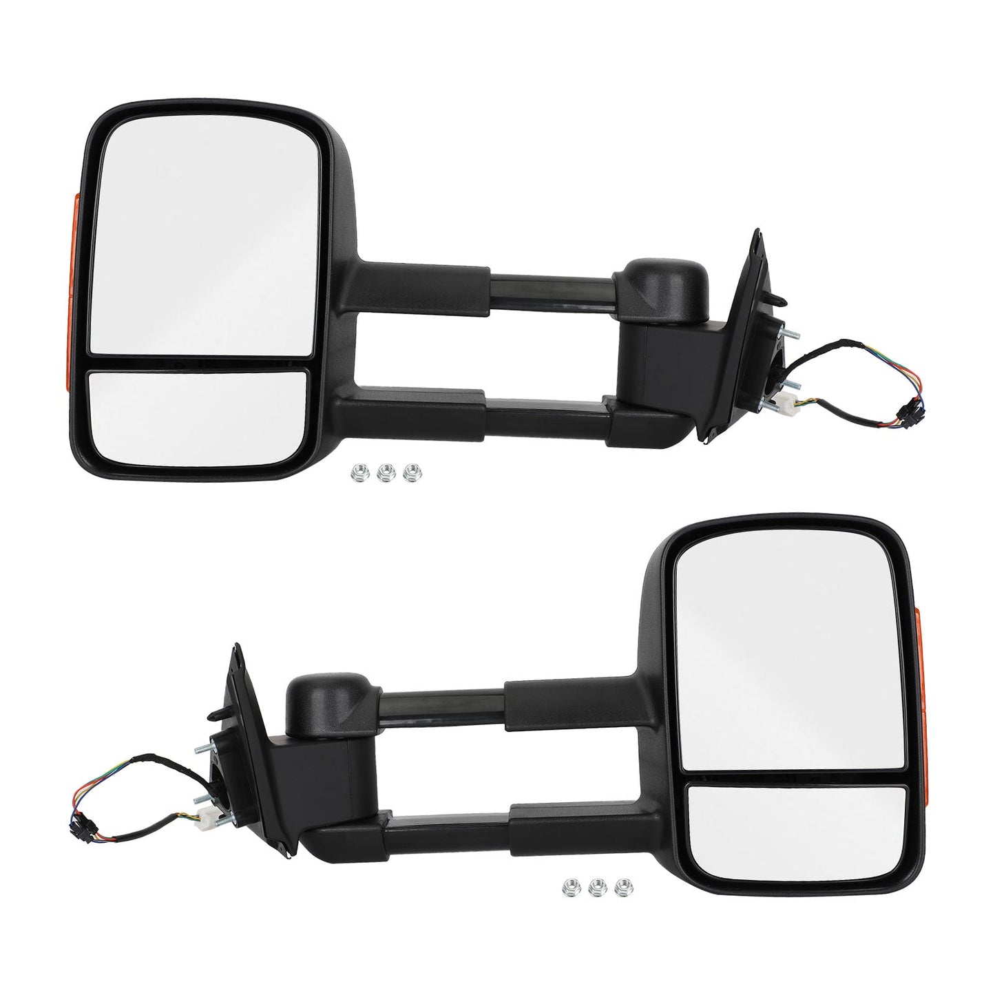 Coppia di specchietti da traino estensibili elettrici per Nissan Navara NP300 2015+ Nero Generico