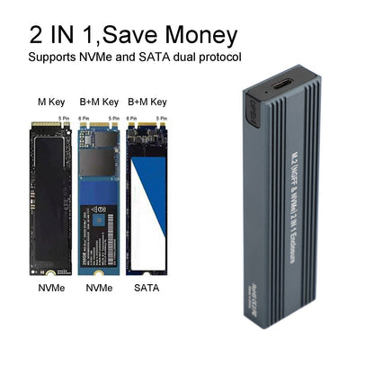 Custodia M.2 NVME SSD a USB 3.1 Custodia per disco rigido Dual Protocol M2 NVMe Box