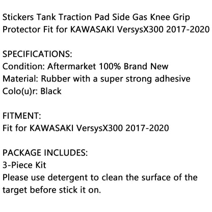 Paraserbatoio laterale a tre protezioni serbatoio adatto per Kawasaki Versysx300 2017-2020 gomma generico