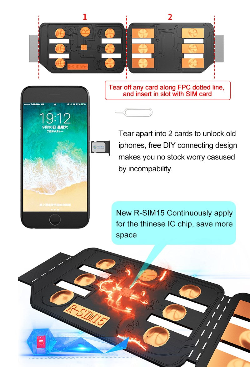 Aggiorna la scheda di sblocco Nano RSIM-15 per iPhone 13 Pro X XS Max 8 iOS 14.7